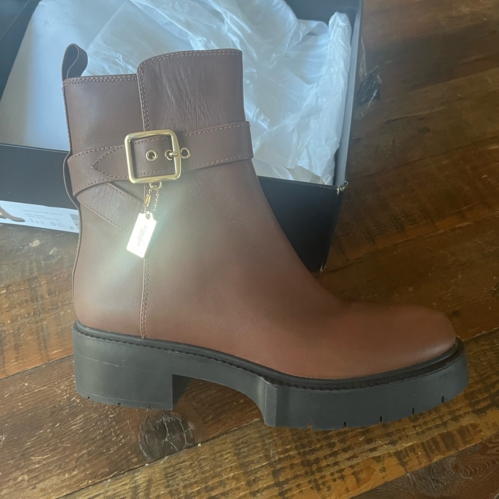 Coach Lacey Leather Bootie in dark Saddle - Picture 3 of 7
